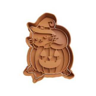Gato en Calabaza de Halloween Cortador de Galletas